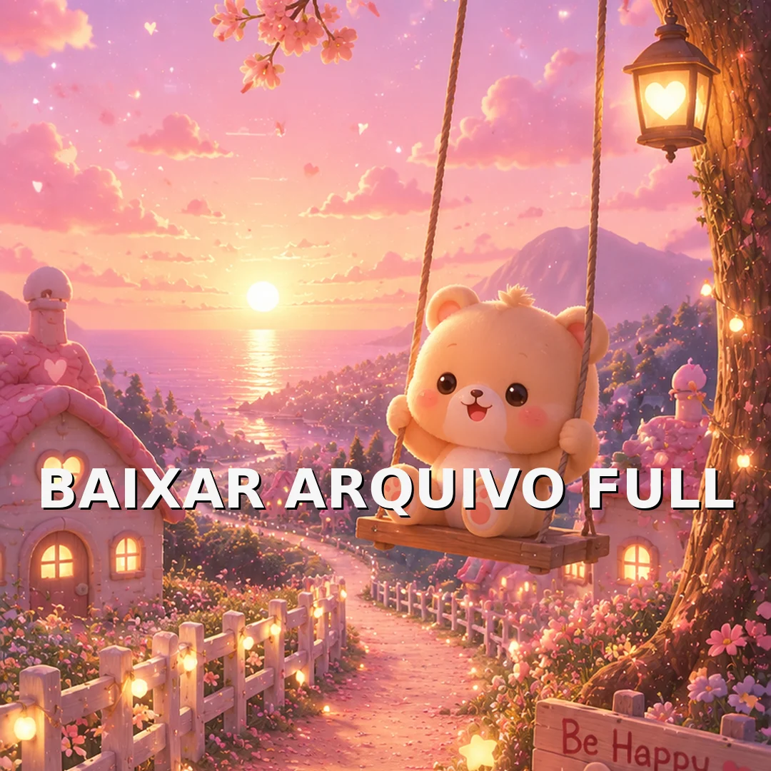 Wallpaper para Celular Ursinho no Balanço em Jardim Rosa | Baixar Agora