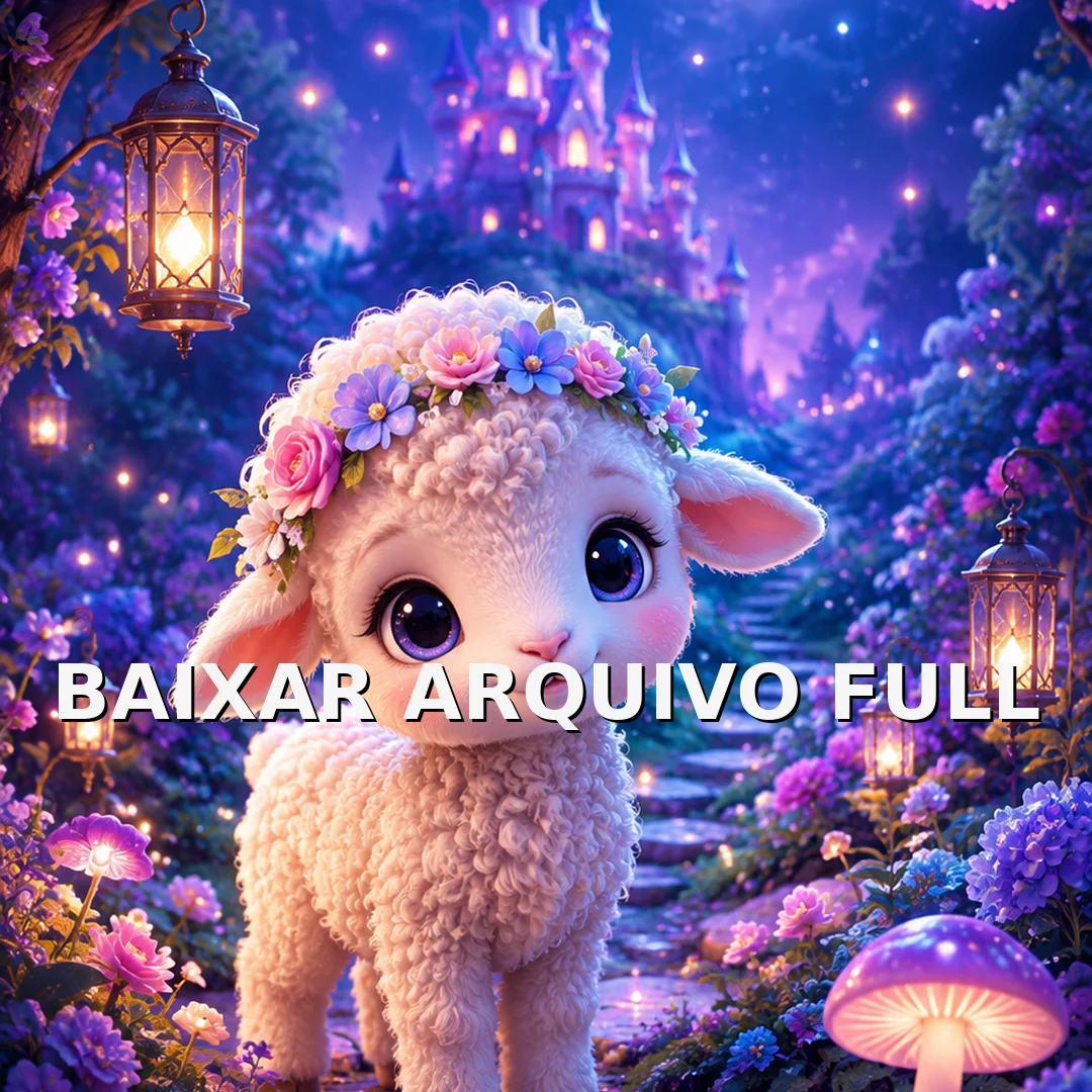 Wallpaper para Celular Cordeirinho Fofo em Jardim Roxo | Baixar Agora