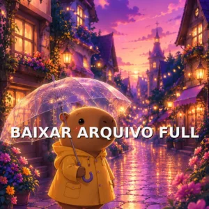 Wallpaper para Celular Ursinho Amarelo com Guarda-Chuva na Vila | Baixar Agora