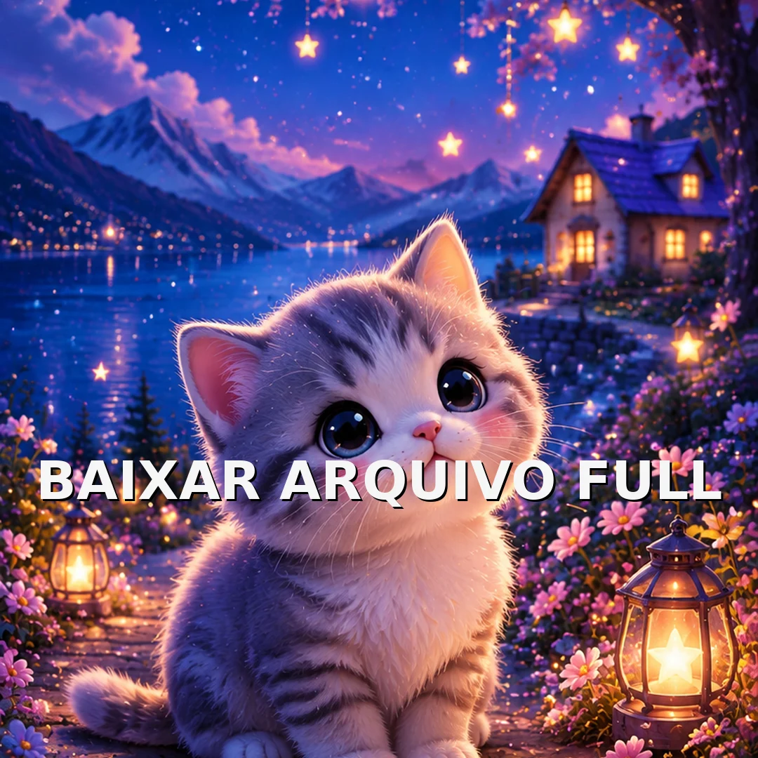 Wallpaper para Celular Gatinho Cinza em Jardim ao Luar | Baixar Agora