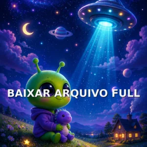 Wallpaper para Celular Alien Fofo com Nave Espacial na Galáxia | Baixar Agora