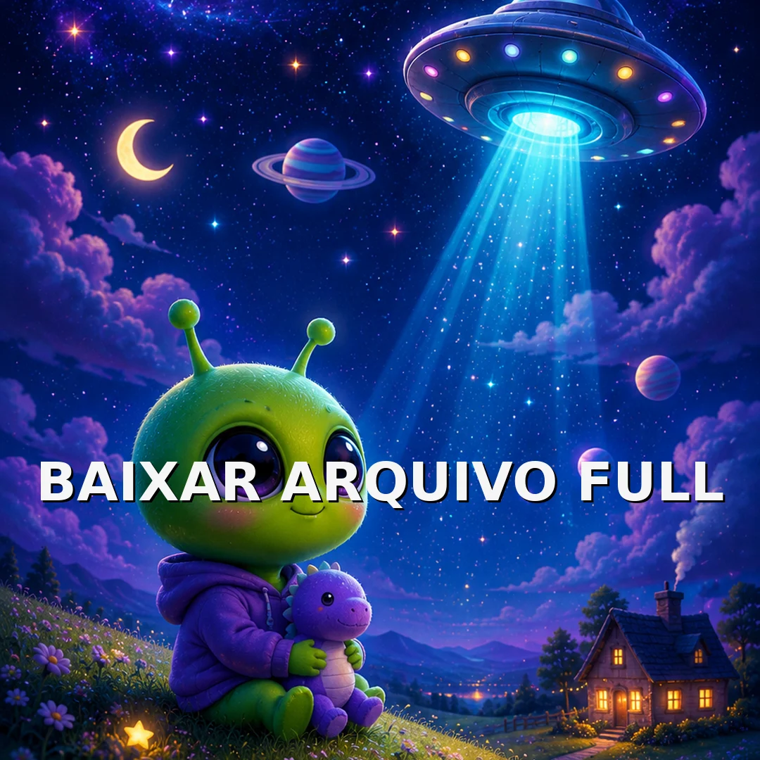 Wallpaper para Celular Alien Fofo com Nave Espacial na Galáxia | Baixar Agora