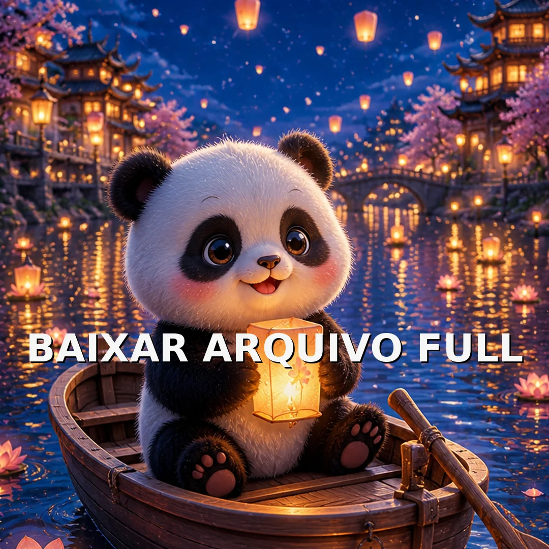Wallpaper para Celular Panda no Barco com Lanternas | Baixar Agora