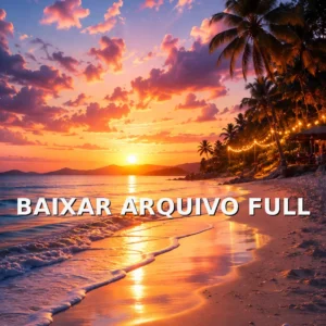 Wallpaper para Celular Praia ao Pôr do Sol com Coração na Areia | Baixar Agora