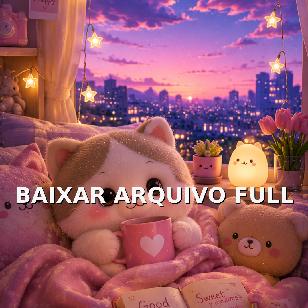 Wallpaper para Celular Gatinho na Cama com Cidade ao Fundo | Baixar Agora