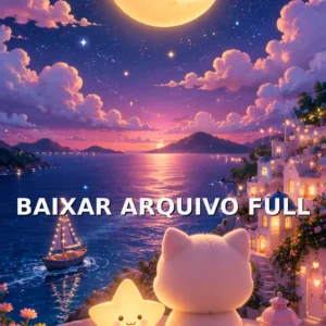 Wallpaper para Celular Gatinho Contemplando o Mar ao Luar | Baixar Agora