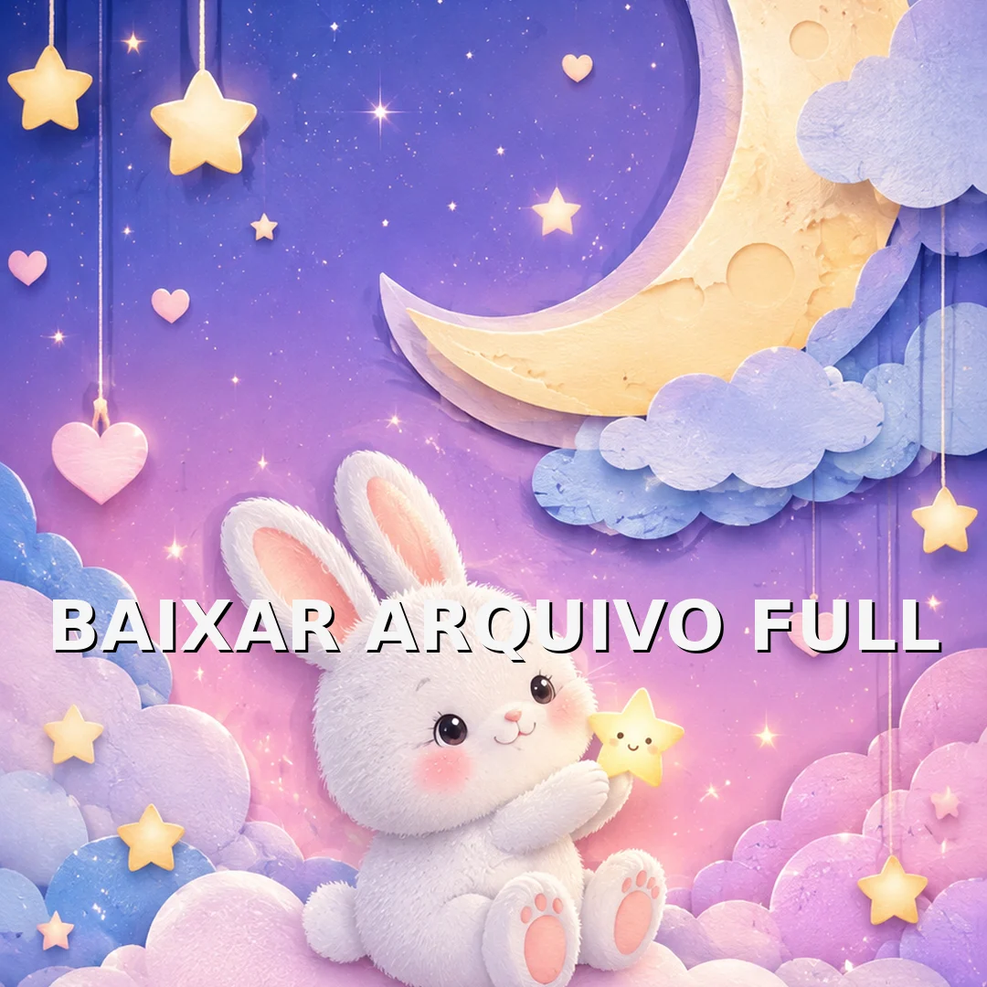 Wallpaper para Celular Coelhinho nas Nuvens com Lua Pastel | Baixar Agora