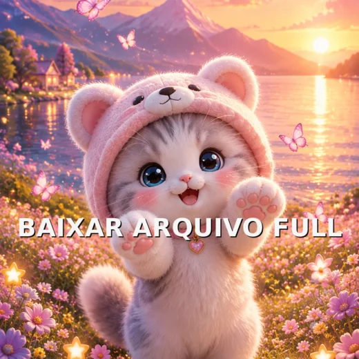 Wallpaper para Celular Gatinho de Touca de Urso no Campo Florido | Baixar Agora