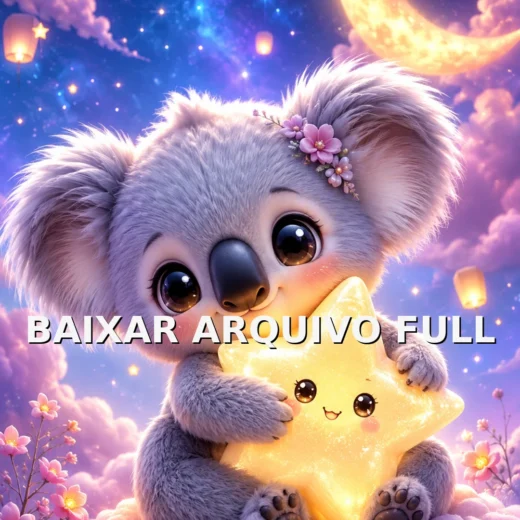 Wallpaper para Celular Coala Fofo Abraçando Estrela nas Nuvens | Baixar Agora