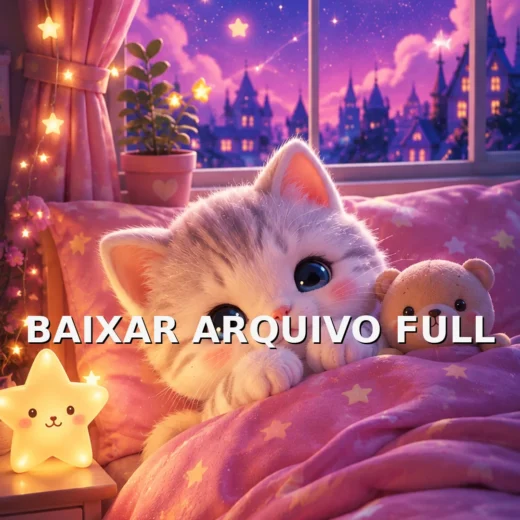 Wallpaper para Celular Gatinho Dormindo na Cama Roxa | Baixar Agora
