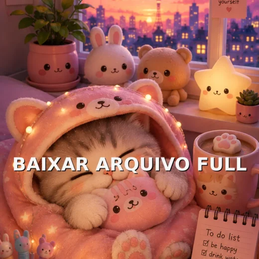 Wallpaper para Celular Gatinho Dormindo em Quarto Kawaii | Baixar Agora