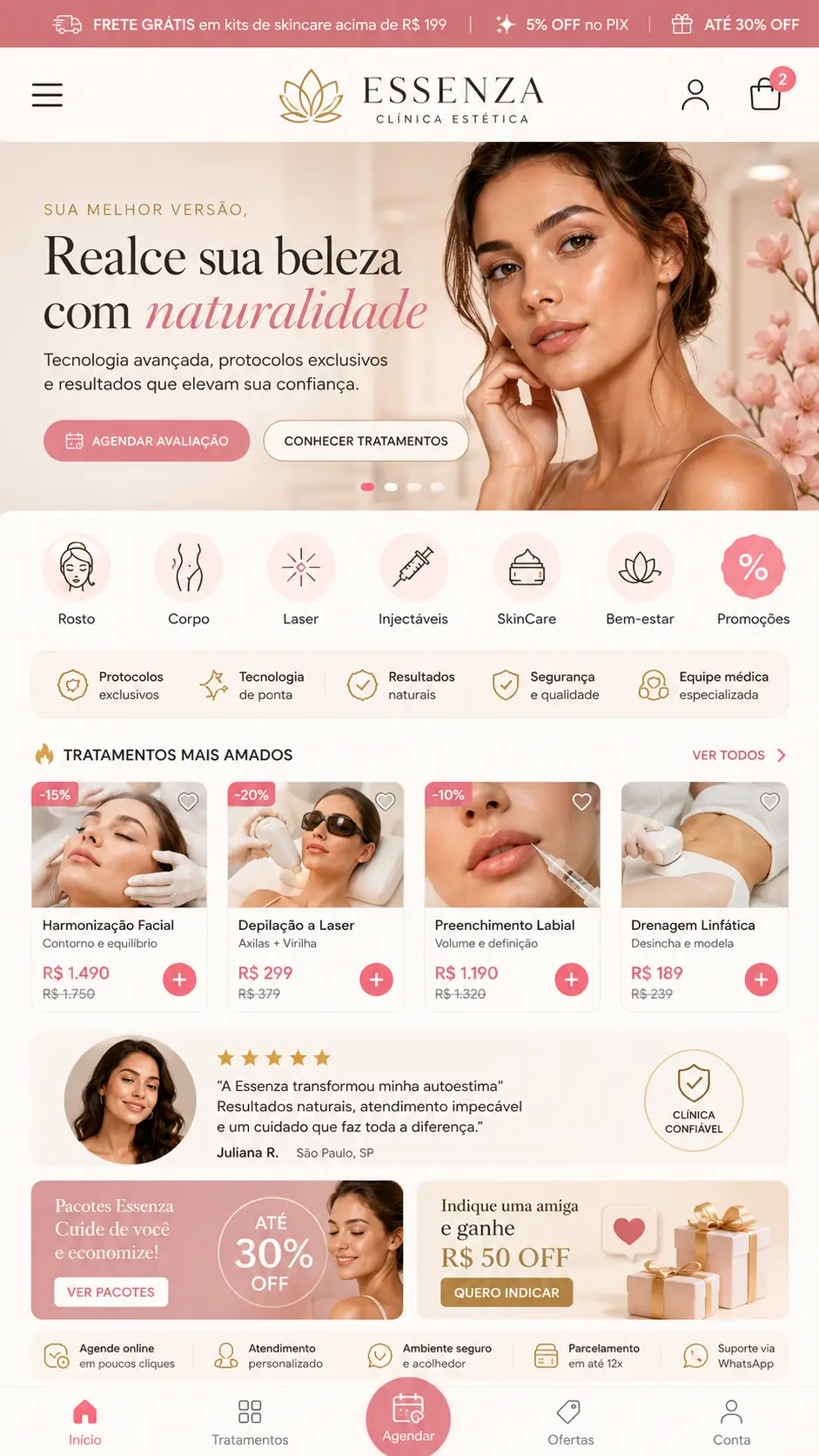 Criação de site para Centro de Estética