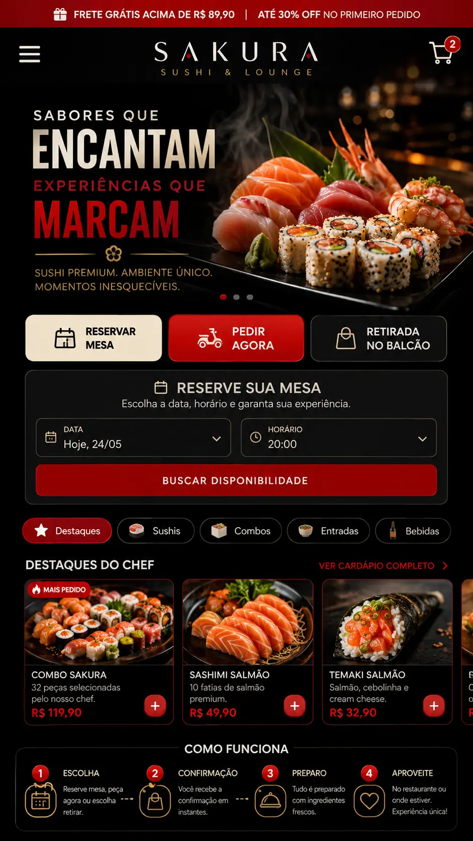Criação de site para Restaurante Japonês e Sushi