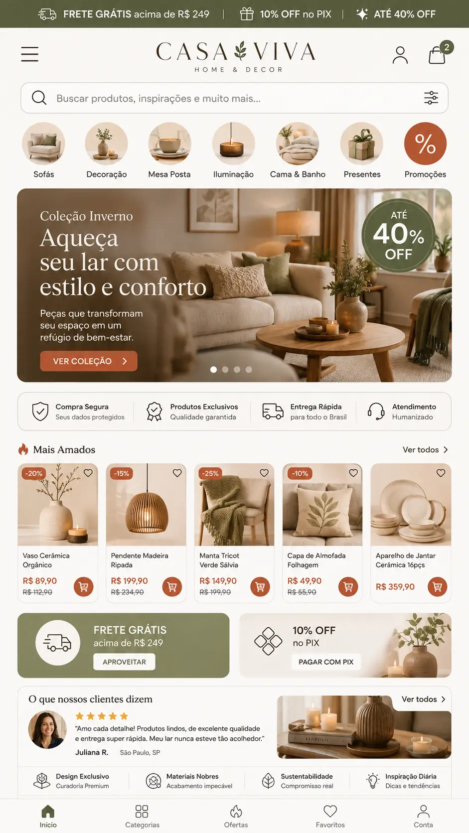 Criação de site para Loja de Decoração para Casa