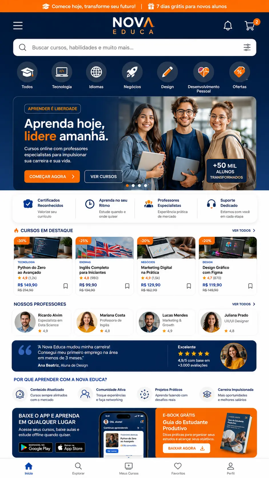 Criação de site para Escola e Cursos