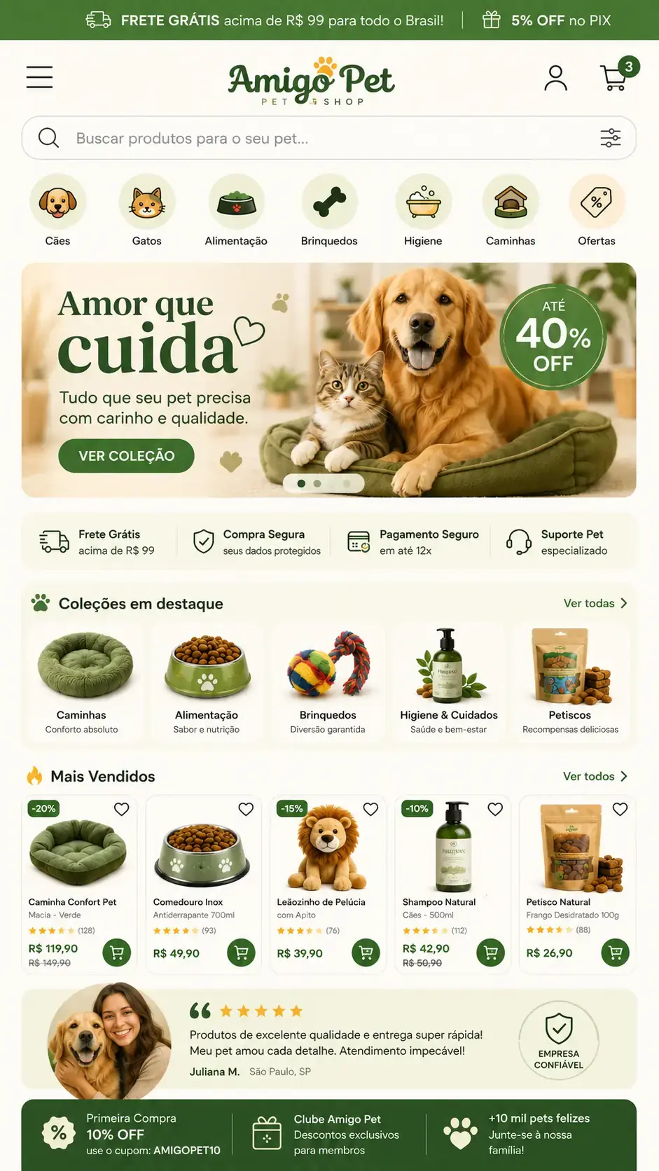 Criação de site para Pet Shop com Banho e Tosa