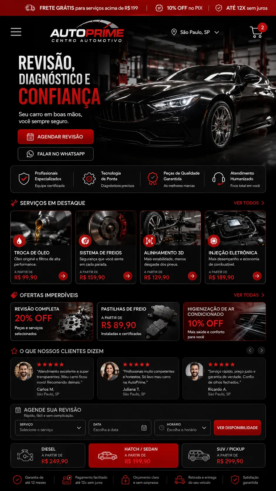 Criação de site para Centro Automotivo