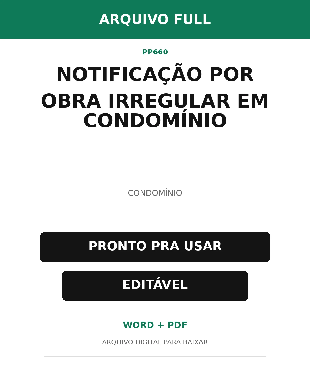 Baixar Notificação por Obra Irregular em Condomínio Online – Word e PDF