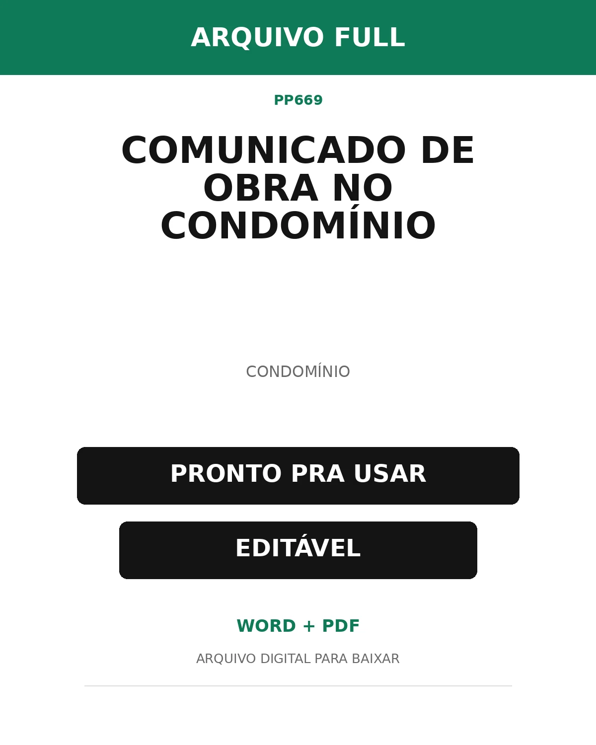 Baixar Comunicado de Obra no Condomínio Online – Word e PDF