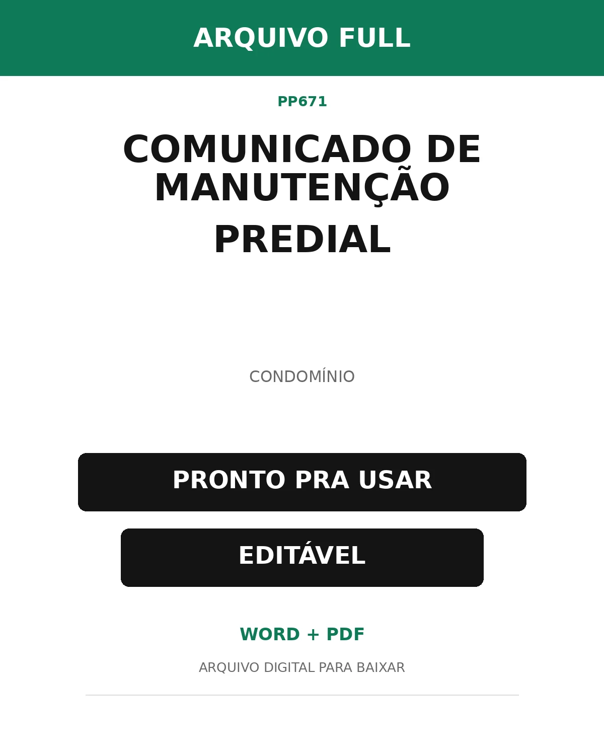 Baixar Comunicado de Manutenção Predial Online – Word e PDF