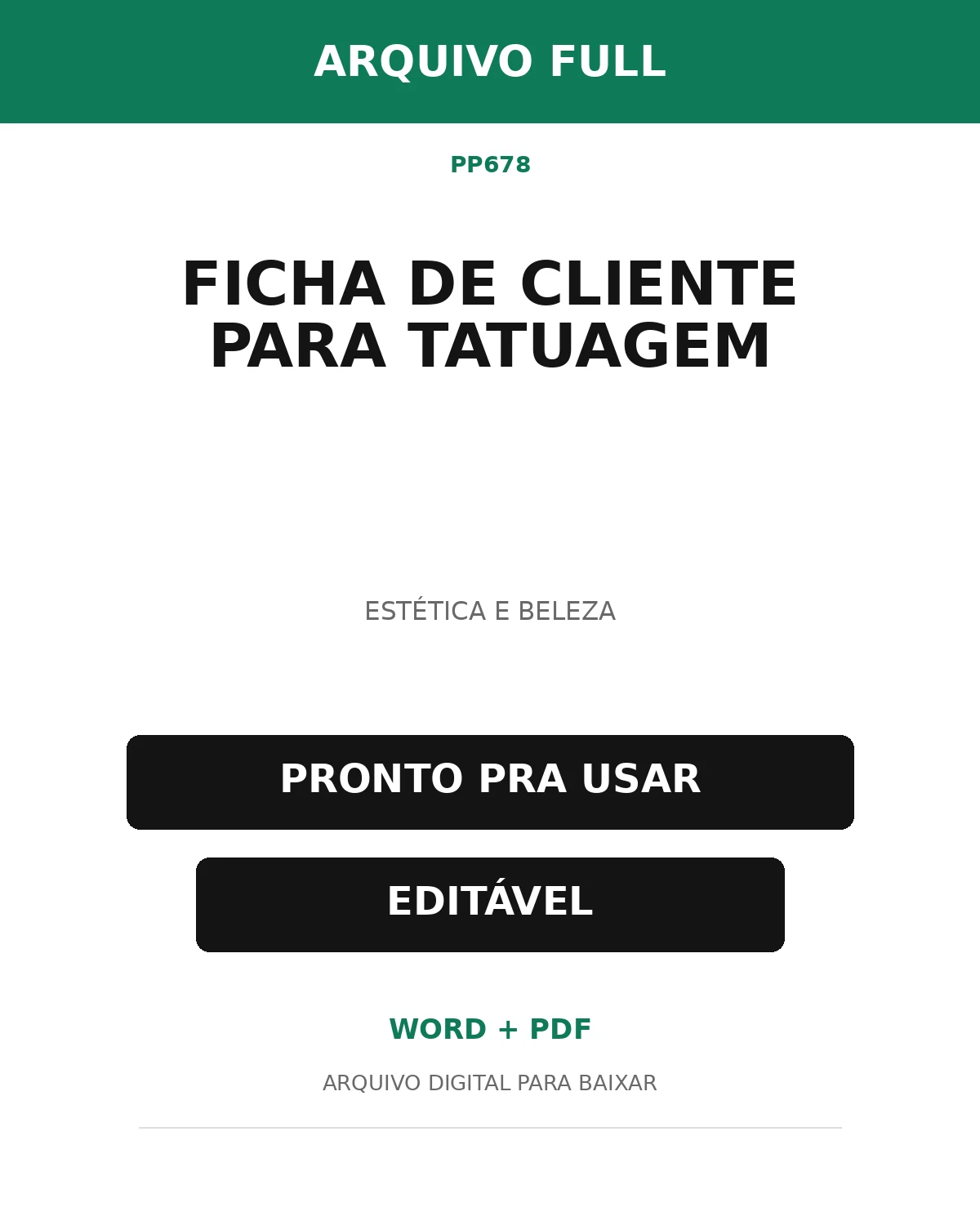 Baixar Ficha de Cliente para Tatuagem Online – Word e PDF