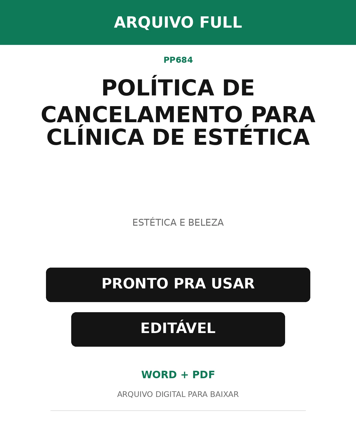 Baixar Política de Cancelamento para Clínica de Estética Online – Word e PDF