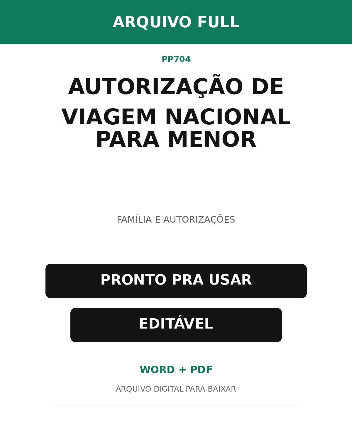 Baixar Autorização de Viagem Nacional para Menor Online – Word e PDF