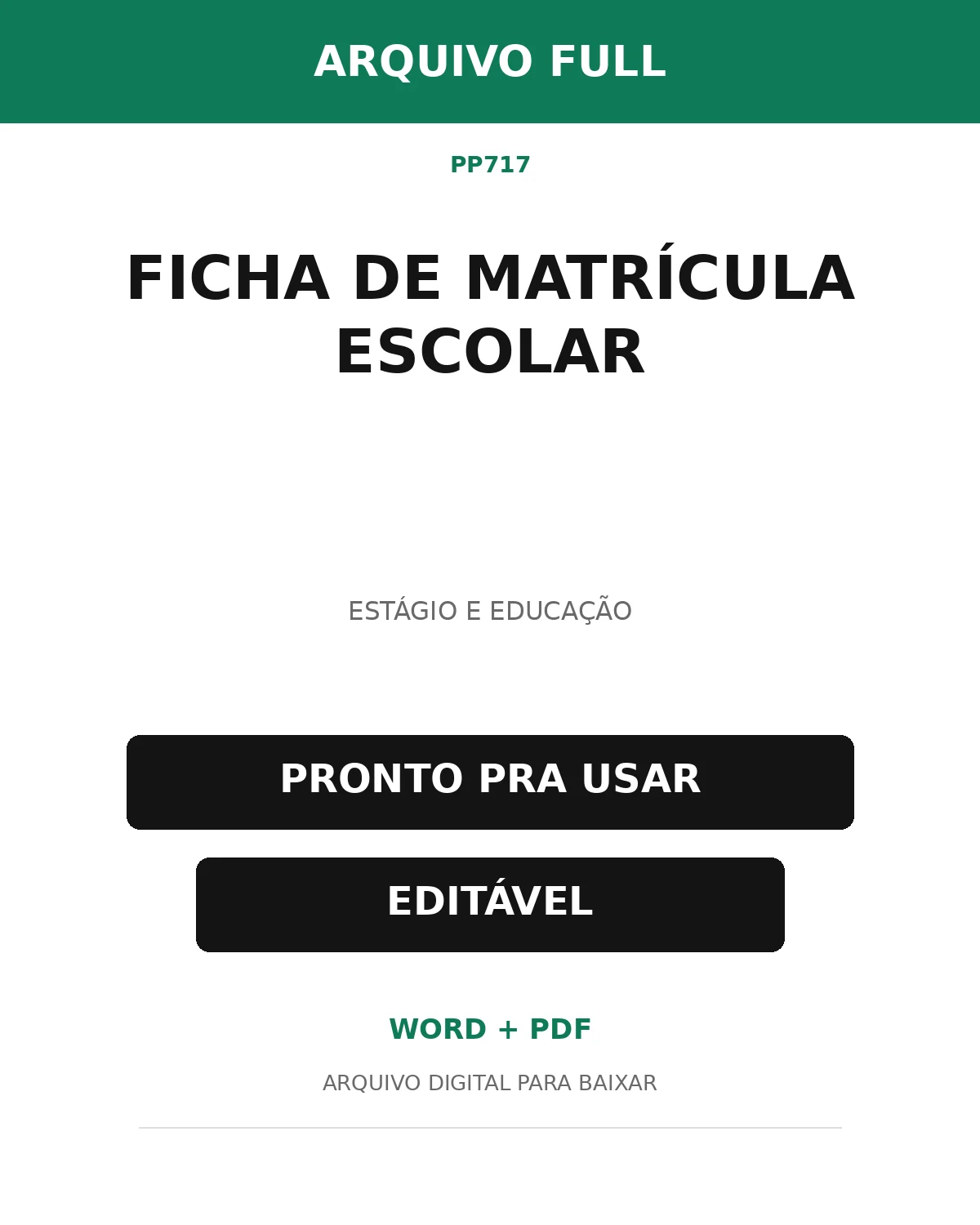 Baixar Ficha de Matrícula Escolar Online – Word e PDF