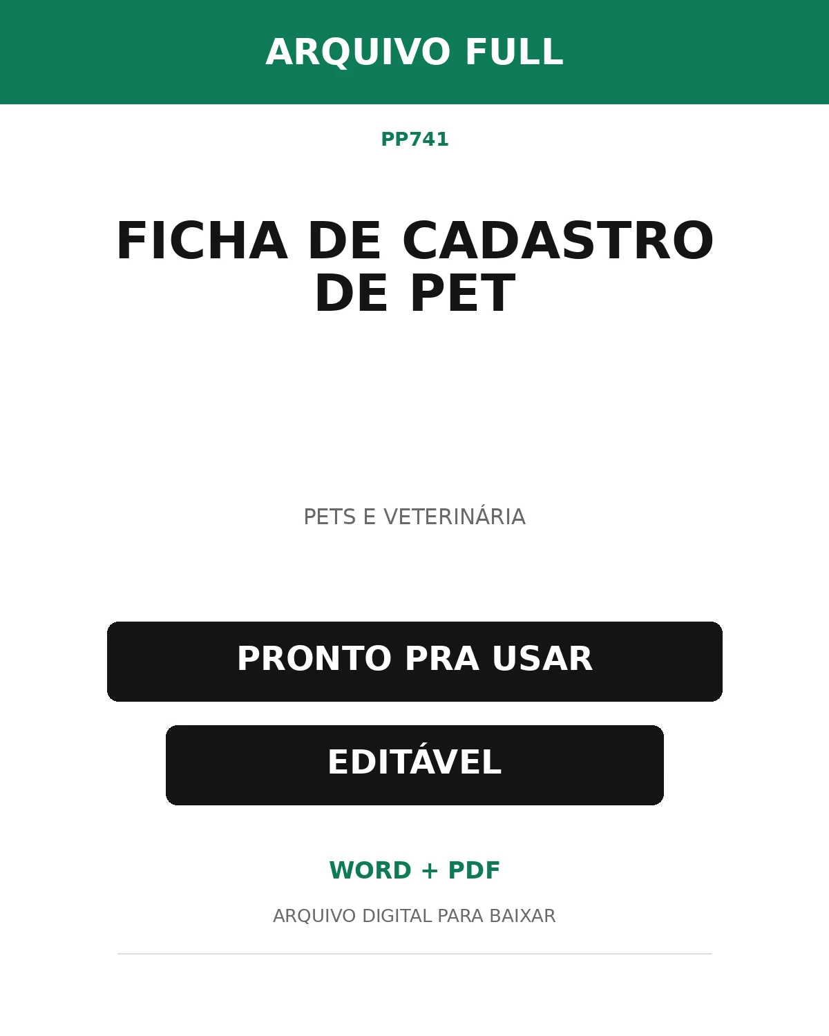 Baixar Ficha de Cadastro de Pet Online – Word e PDF