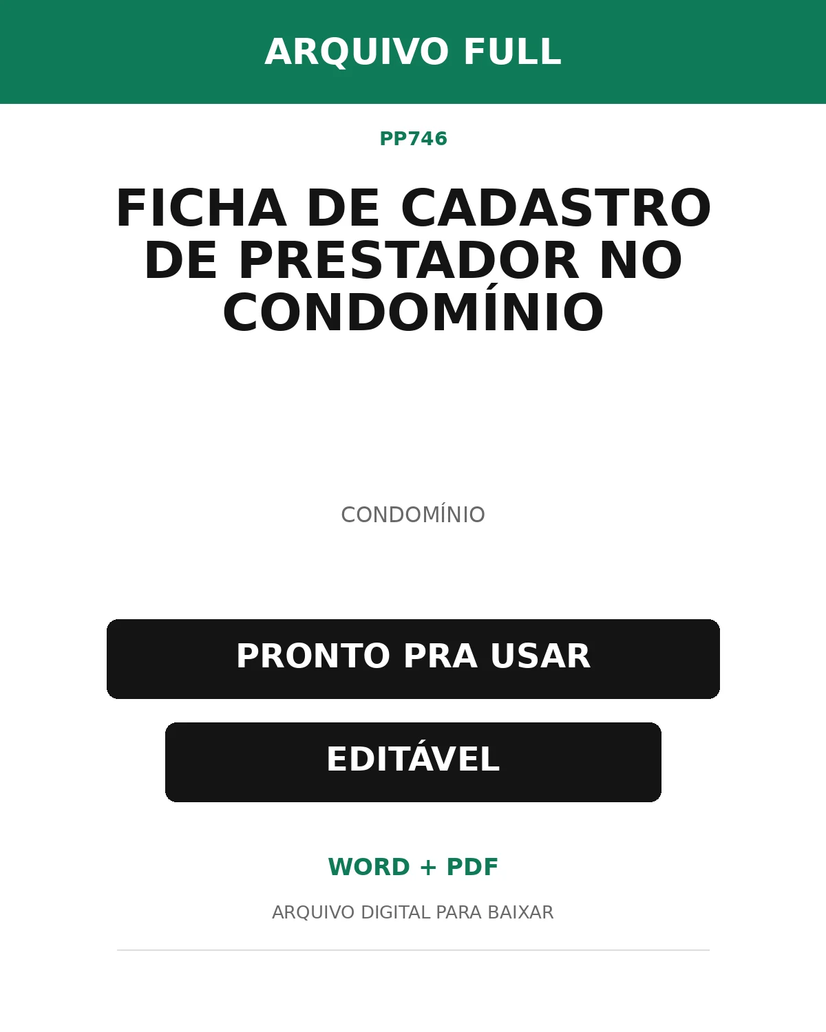 Baixar Ficha de Cadastro de Prestador no Condomínio Online – Word e PDF