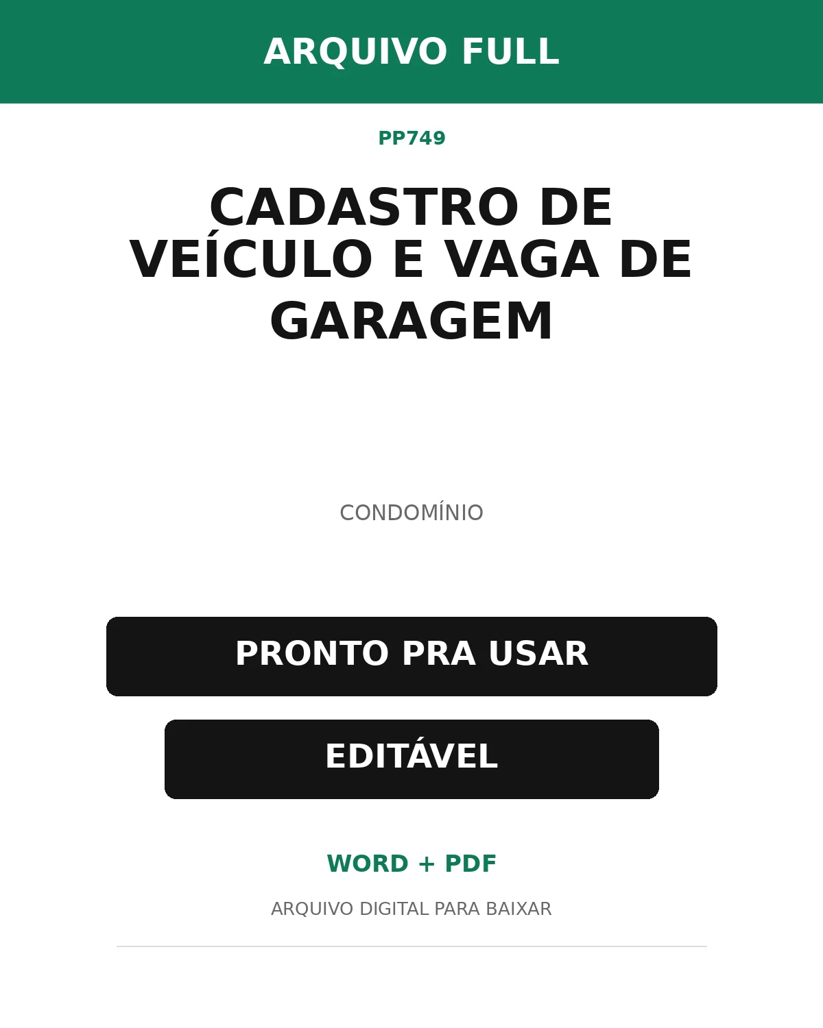 Baixar Cadastro de Veículo e Vaga de Garagem Online – Word e PDF