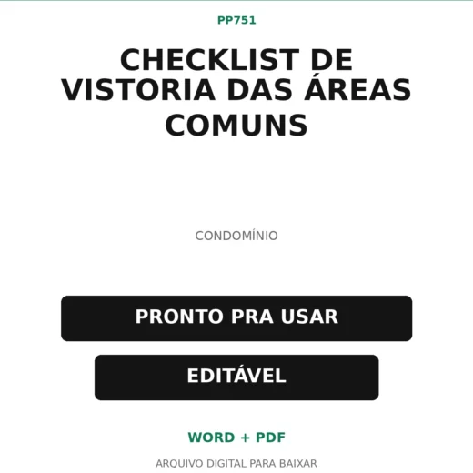 Baixar Checklist de Vistoria das Áreas Comuns Online – Word e PDF