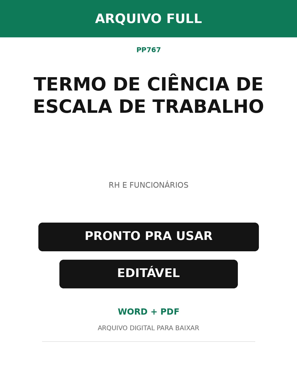 Baixar Termo de Ciência de Escala de Trabalho Online – Word e PDF