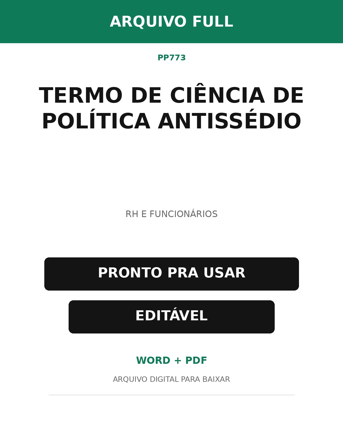 Baixar Termo de Ciência de Política Antissédio Online – Word e PDF