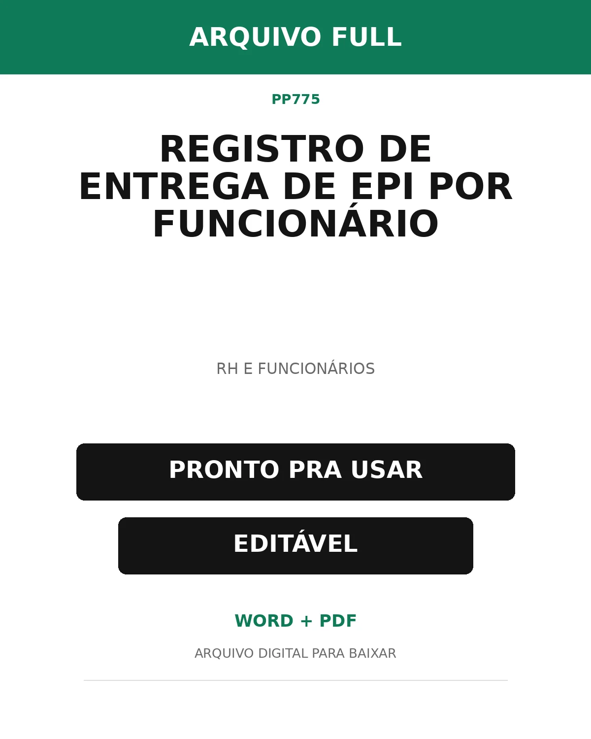 Baixar Registro de Entrega de EPI por Funcionário Online – Word e PDF