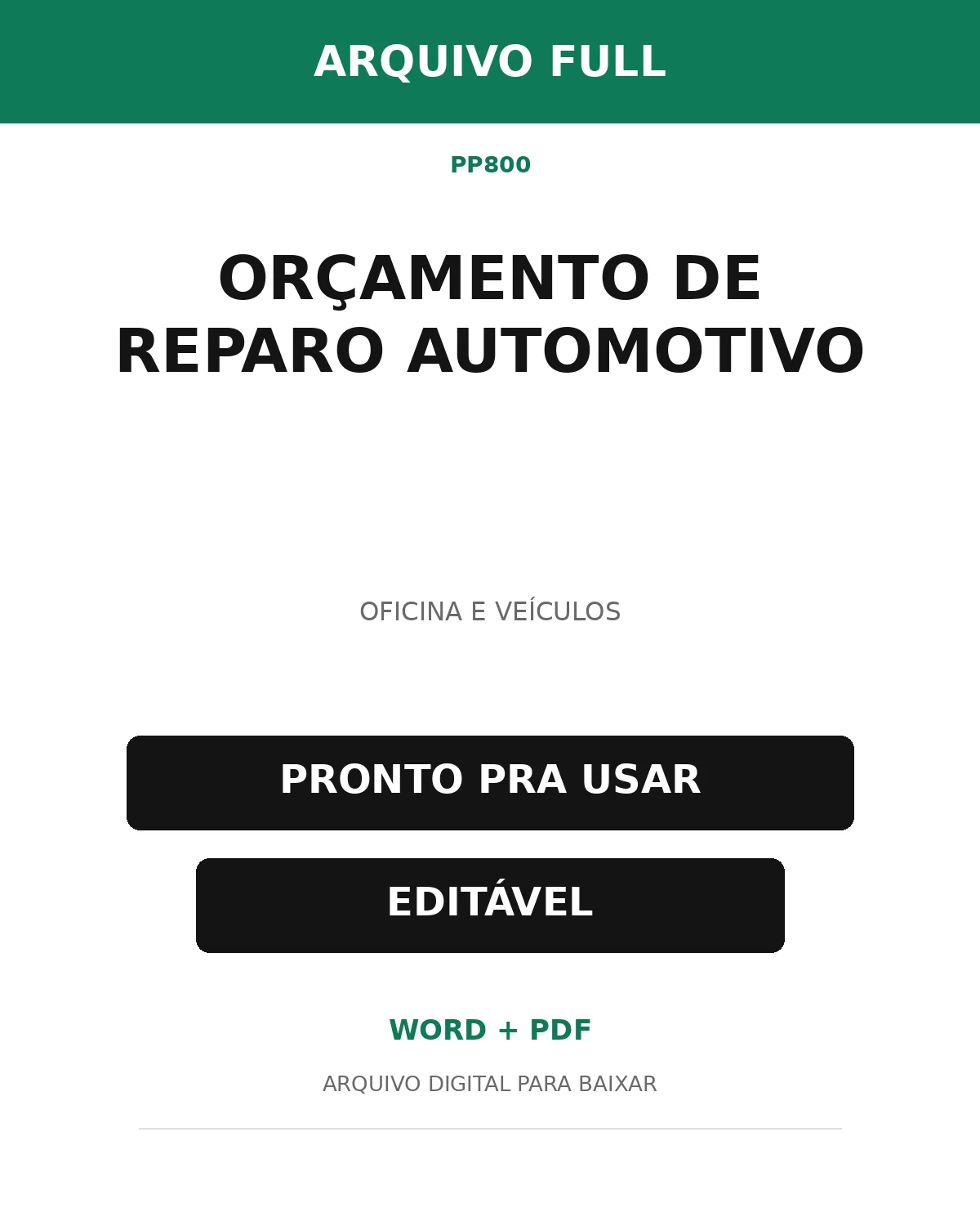 Baixar Orçamento de Reparo Automotivo Online – Word e PDF