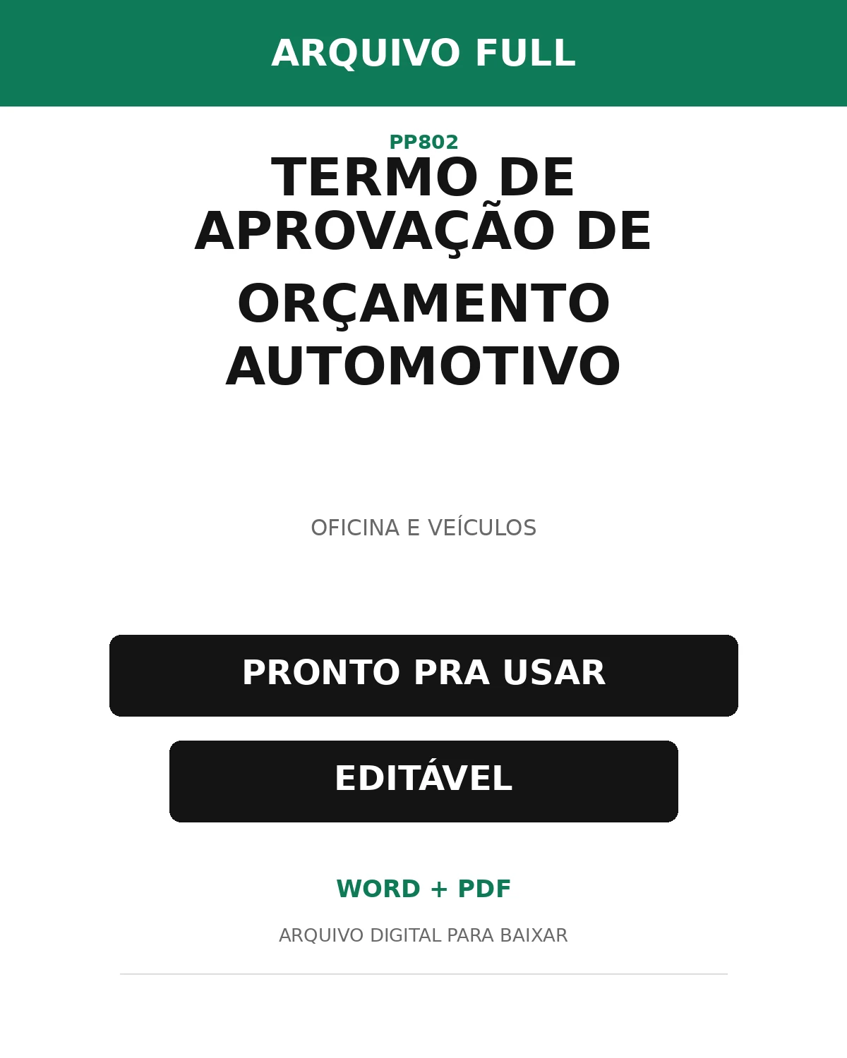 Baixar Termo de Aprovação de Orçamento Automotivo Online – Word e PDF