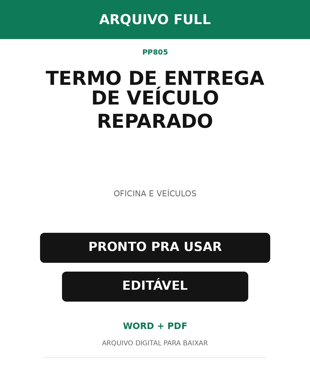 Baixar Termo de Entrega de Veículo Reparado Online – Word e PDF