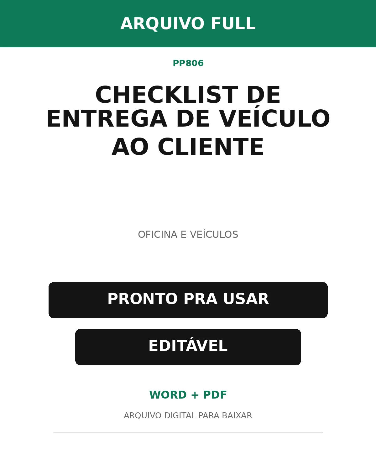 Baixar Checklist de Entrega de Veículo ao Cliente Online – Word e PDF