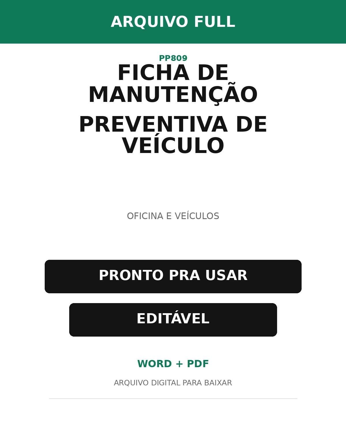 Baixar Ficha de Manutenção Preventiva de Veículo Online – Word e PDF
