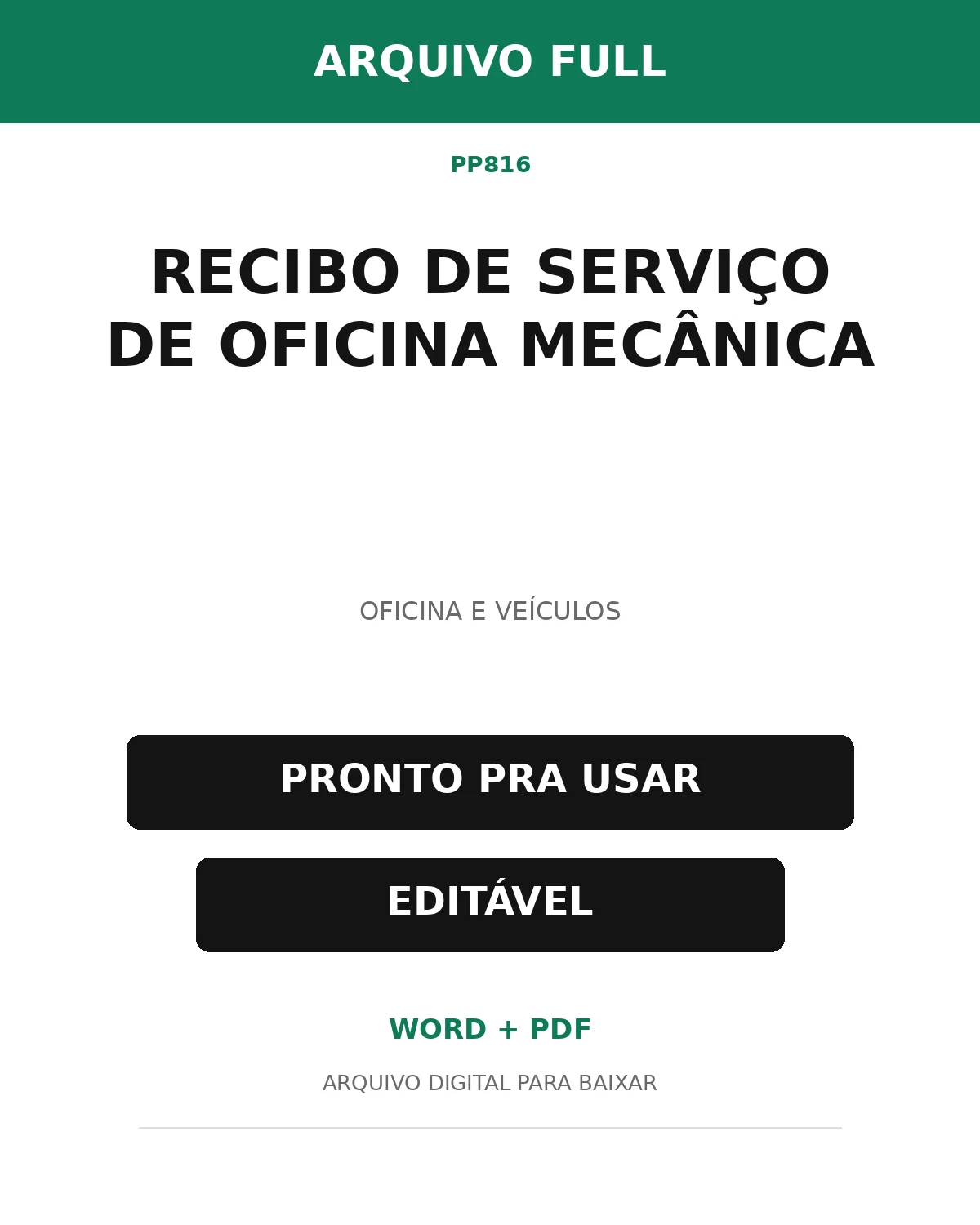 Baixar Recibo de Serviço de Oficina Mecânica Online – Word e PDF