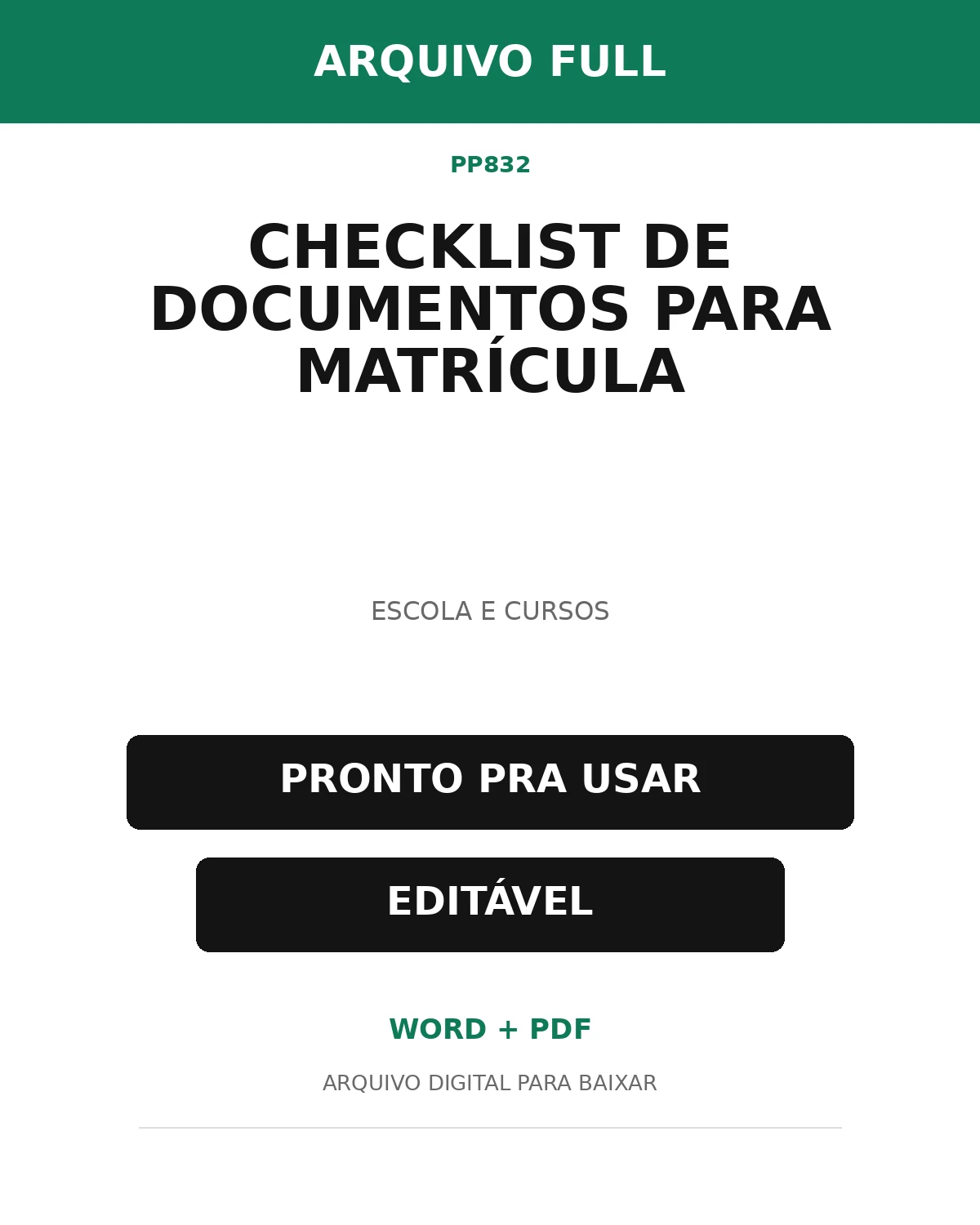 Baixar Checklist de Documentos para Matrícula Online – Word e PDF