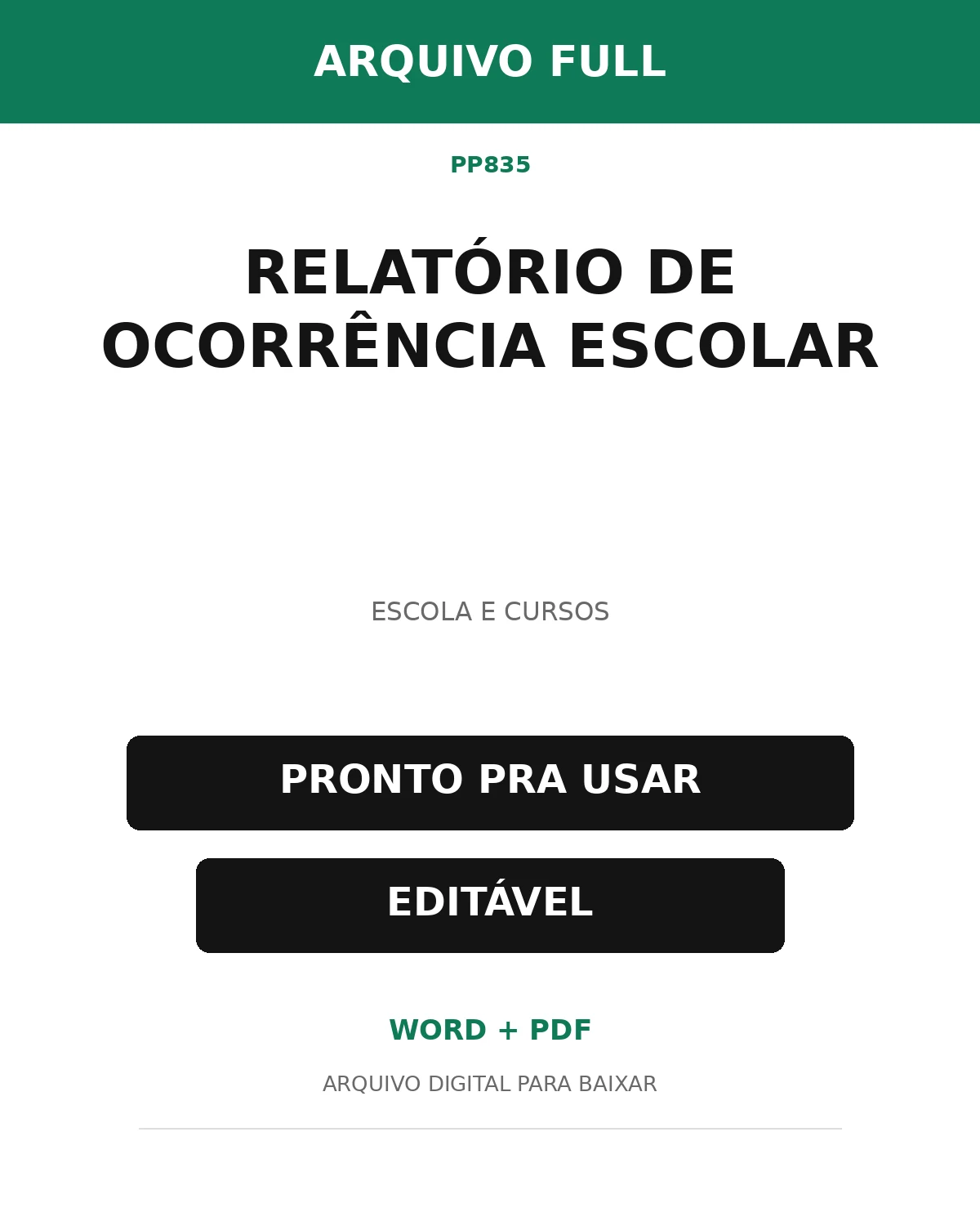 Baixar Relatório de Ocorrência Escolar Online – Word e PDF