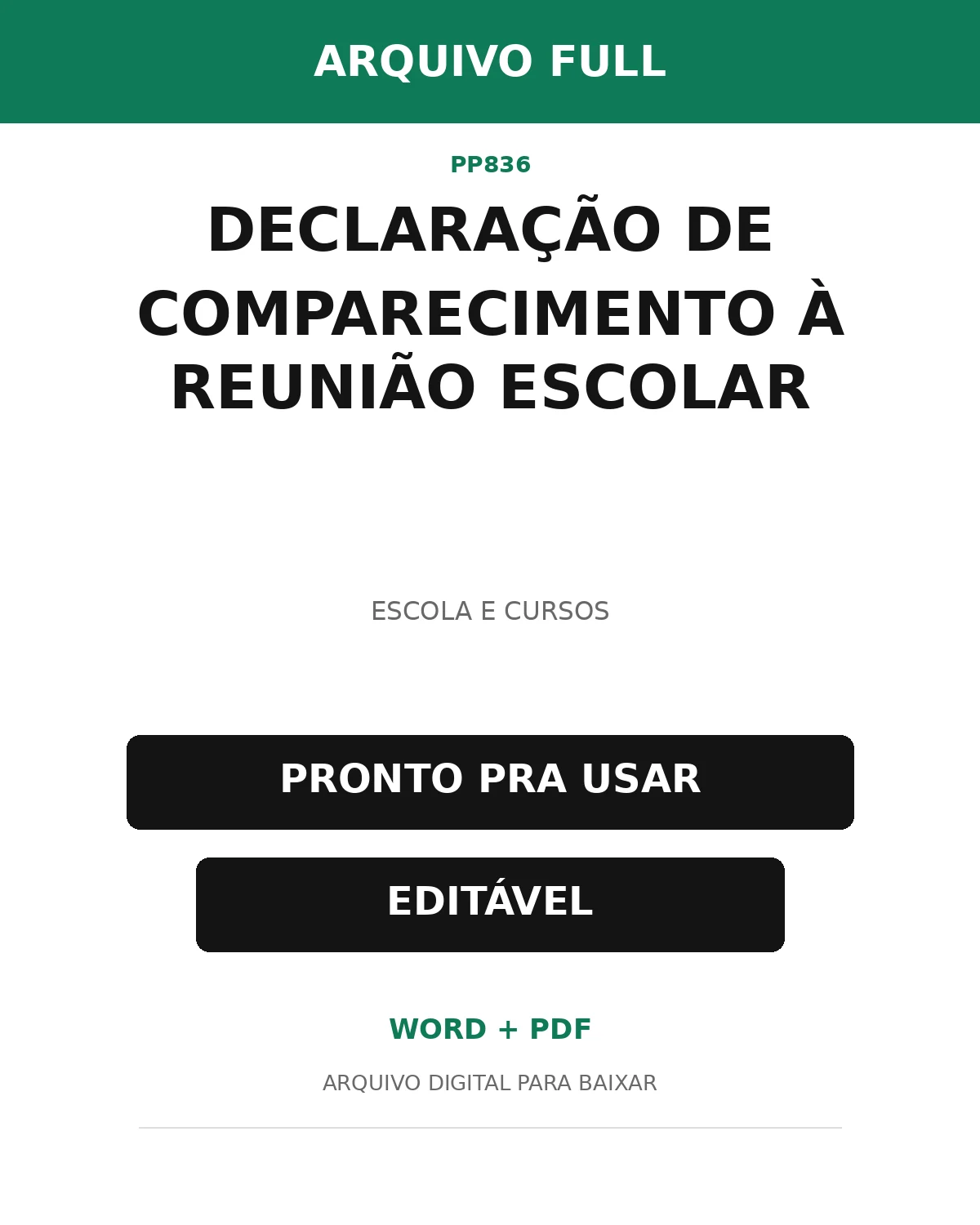 Baixar Declaração de Comparecimento à Reunião Escolar Online – Word e PDF