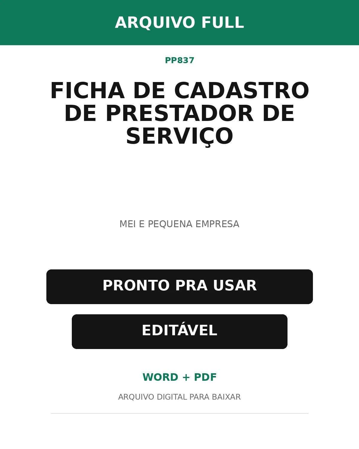 Baixar Ficha de Cadastro de Prestador de Serviço Online – Word e PDF