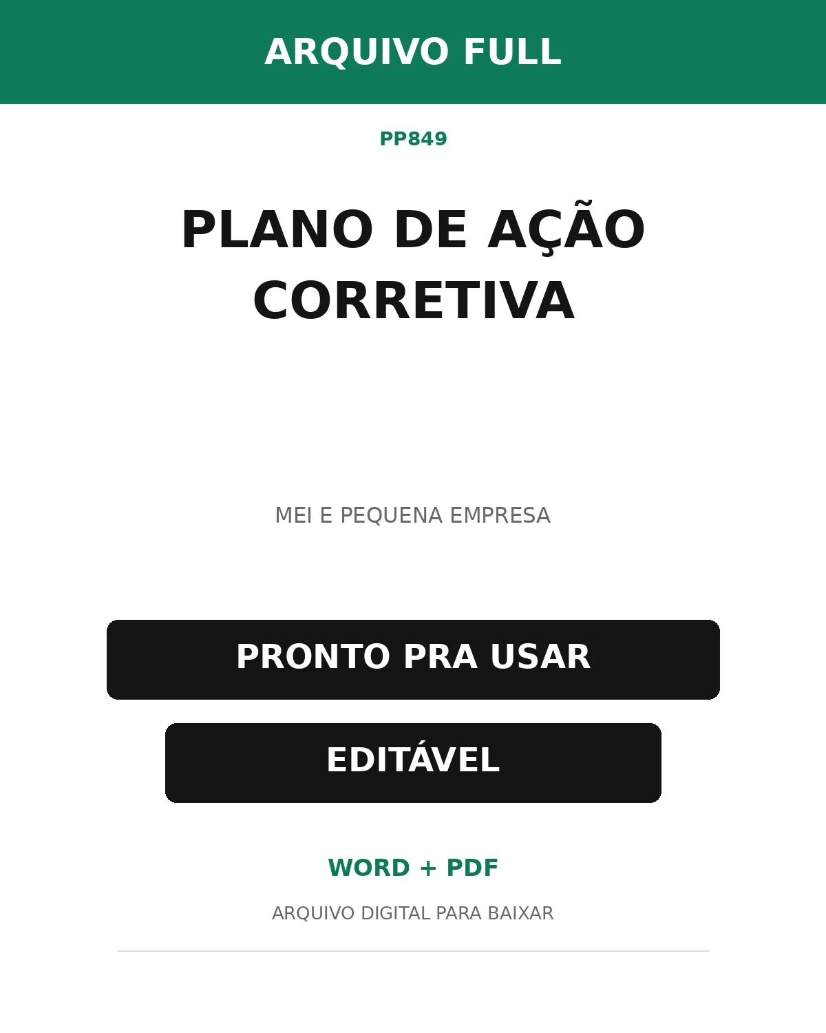 Baixar Plano de Ação Corretiva Online – Word e PDF