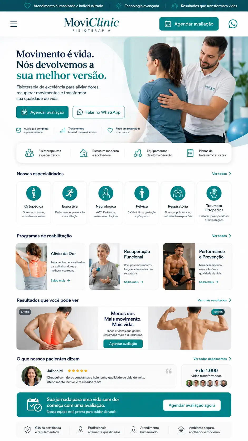 Clínica de Fisioterapia Criação de Site e Desenvolvimento de Site
