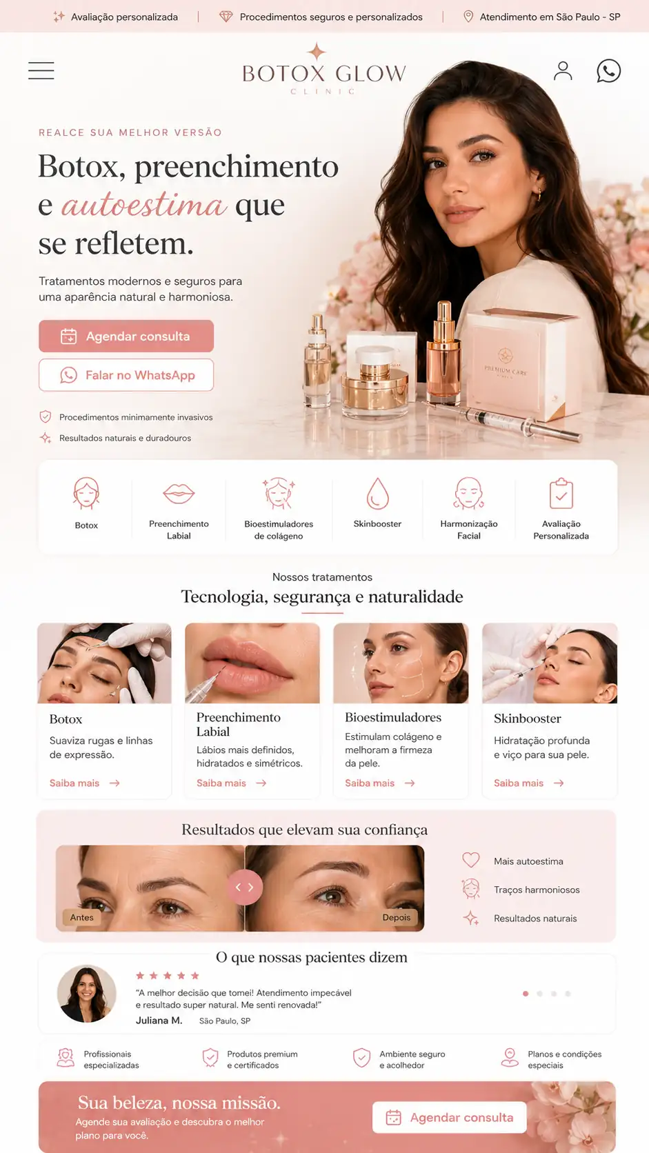 Criação de site para Clínica de Botox