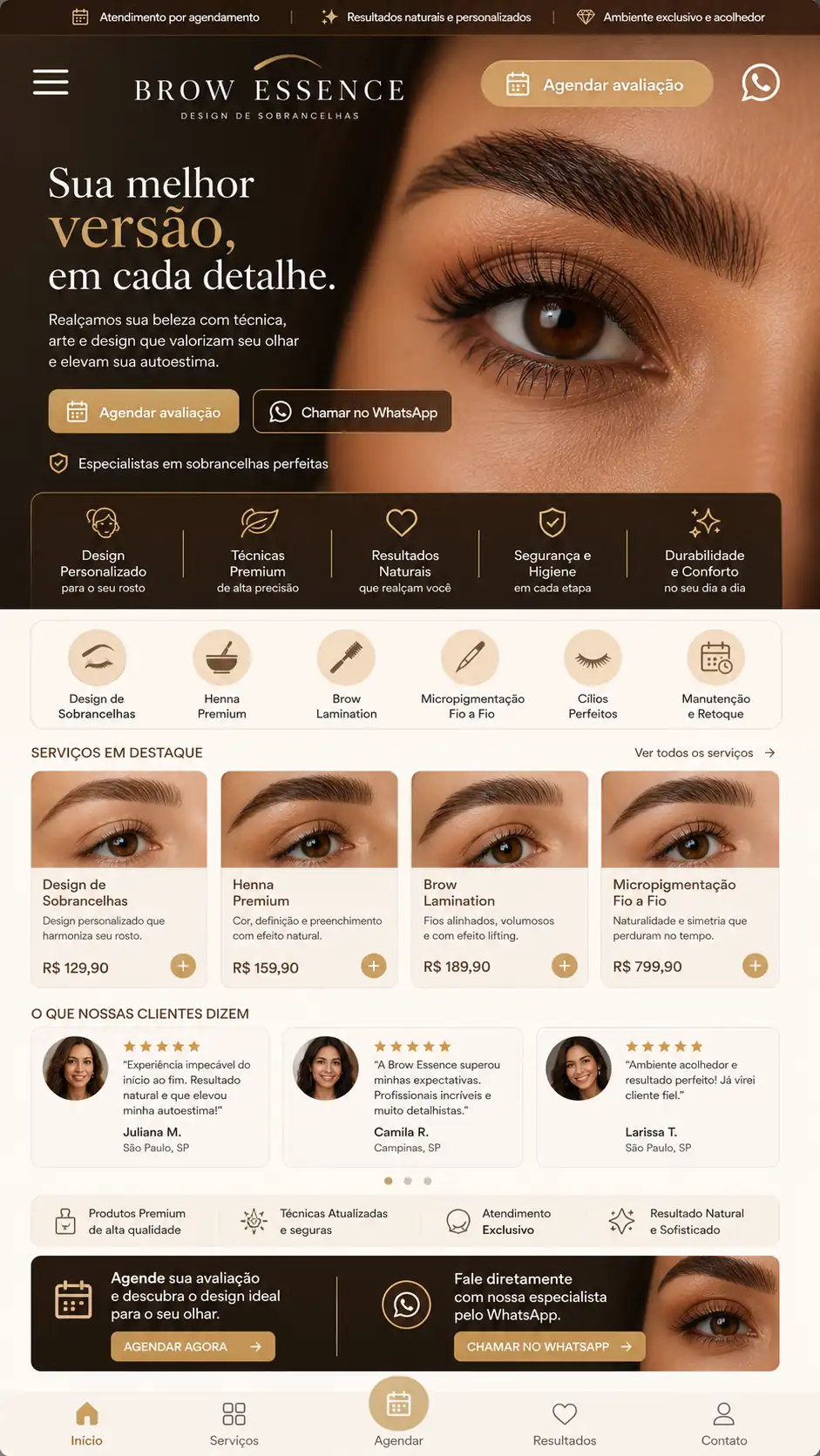 Criação de site para Design de Sobrancelhas