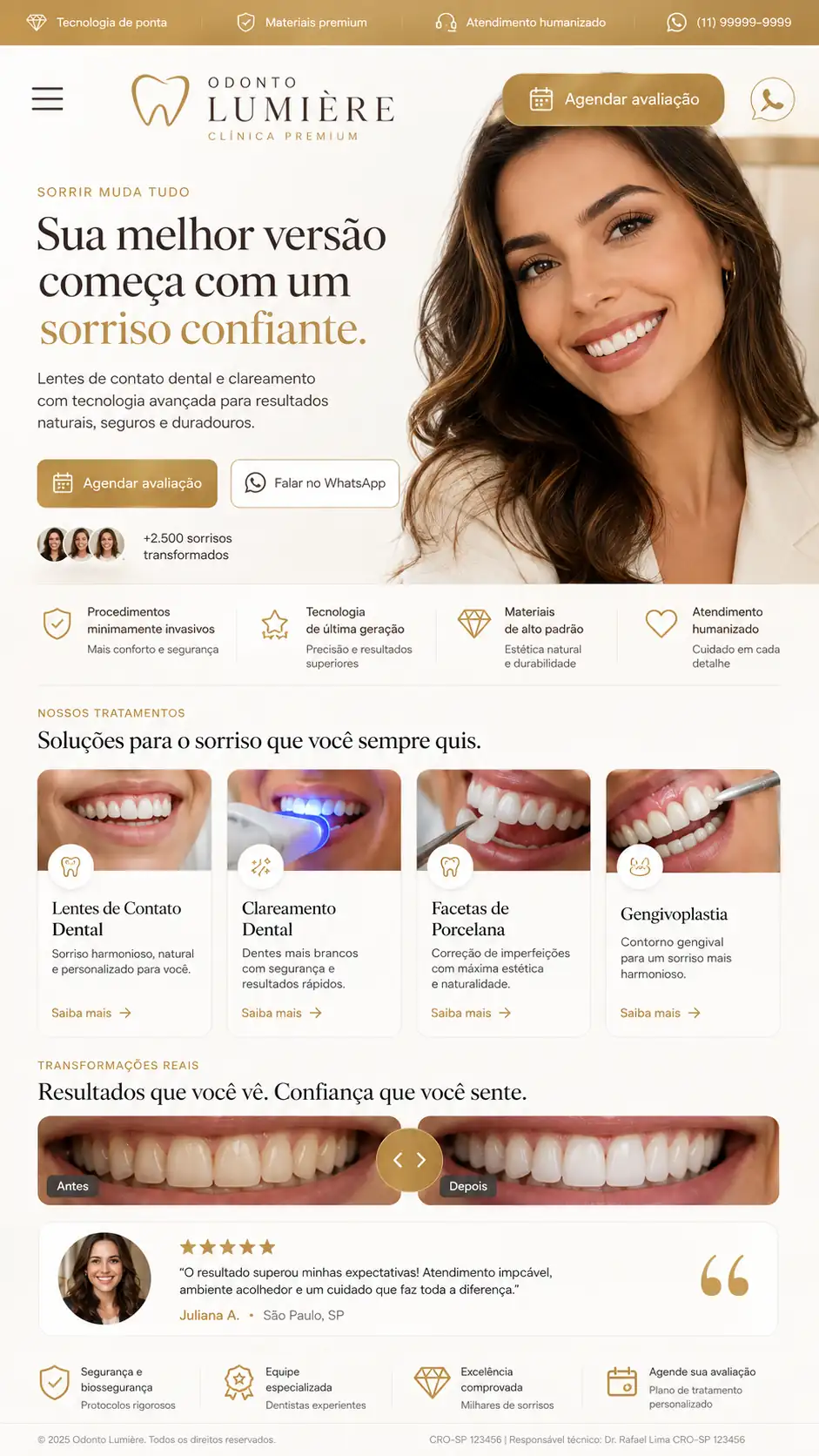 Criação de site para Dentista com Clareamento Dental
